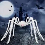 Giant Halloween Hairy Spider,Realistic Scary White Spider Props Decoration for Indoor and Outdoor Decoration (150 CM)