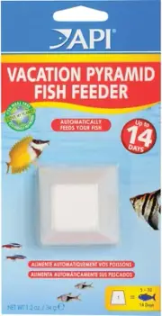 VACATION PYRAMID FISH FEEDER 14-Day 1.2-Ounce Automatic Fish Feeder, Whites & Ta