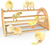 Ensayeer Bamboo Chicken Perch with Mirror, Strong Roosting Bar for coop and brooder, Training Perch for Large Bird, Hens, Parrots, Macaw, Easy to Assemble and Clean, Fun Toys for Chicken