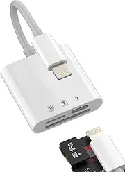 SD Card Reader Adapter (3in1) Apple MFI Certified Lightning to Micro SD TF Charger Multiport Dongle Charging Flash Viewer Camera Memory Card Accessories for Iphone 14 13 12 11 Pro Max X XS XR 8 7 Plus