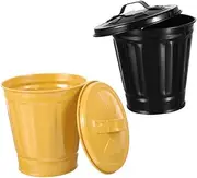 HOODANCOS 2pcs Desktop Garbage Bin Small Trash Can with Lid for Kids Makeup Office Large Capacity Easy to Empty
