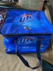 NWT Harley Davidson Miller Lite Beer Zip Top Can Bottle Blue White Large Cooler