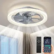15.7" Ceiling Fans with Lights and Remote, Flush Mount Ceiling Fan, 3 Color