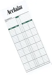 Acclaim Lawn Bowls Score Paper Sheets 100 Single Sided White Green Black Text Paper Printed Sheets 8 1/4" x 3 1/4"