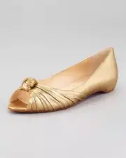 Christian Louboutin TURBAN Metallic Open Toe Knot Flat Shoes Sahara Gold $695