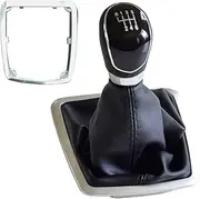 QASULER Car Gear Shift Knob Gaiter Boot Cover Case, for Ford, for Focus, 2 MK2 FL C-MAX 2006-2011 MK3 MK4 MK7 Galaxy Manual 5/6 Speed Styling Automatic Gear Shift Knob(Big-6 Speed-Black)