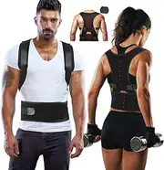 Magnetic Therapy Posture Support Back Brace -FDA Approved Medical Grade Adjustable Posture Corrector Brace Shoulder Back Support Belt- Relieves Neck, Back Spine Pain