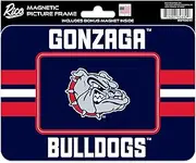 Rico Industries NCAA Gonzaga Bulldogs - Zags Stripes Magnetic Picture Frame (5"x6.75") & Magnet Combo Set - Home Décor - Regrigerator, Office, Kitchen