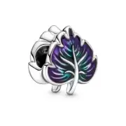 Authentic Pandora Purple and Green Leaf Charm