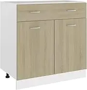 Drawer Bottom Cabinet Sonoma Oak 80x46x81.5 cm Engineered Wood,Sonoma Oak Kitchen Cabinet with Drawer and Shelves for Ample Storage Storage Cabinets