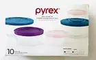 PYREX 10-Piece Glass Food Storage Set Includes Colorful Lids Round Containers