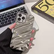 Textured Metallic Soft Phone Case For iPhone 11, 11 Pro, 11 Pro Max, 12/12 Pro, 12 Pro Max, 13, 13 Pro, 13 Pro Max, 14, 14 Plus, 14 Pro, 14 Pro Max, 15, 15 Pro, 15 Pro Max Silver - iPhone15 Pro Max