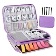 Electronics Organizer - Travel Cable Organizer Bag, Water Resistant Purple