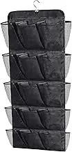 MISSLO 30 Large Pockets Dual Sided Hanging Shoe Rack for Closet Organizer with Rotating Hanger Hanging Shoe Shelves, Black