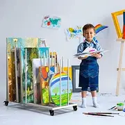 mosegor Art Canvas Storage Rack，Iron Art Storage Easel with Wheels，adjustable Art Drying Painting Rack，Suitable for drying canvas boards, painting boards, crafts（white）