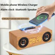 Alarm Clock Multi-function Wooden Wireless Charger Bluetooth Speaker Subwoofer