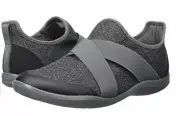 Crocs Womens Swiftwater Cross-Strap W Flat Slate Grey Stretch Pull On Shoe NIB