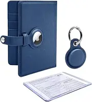 SIMPLY SOIRÉE AirTag Travel Accessory Set - Blue AirTag Cover with Passport Holder, Keychain, Vaccine Card Protector - Perfect for Travel and Everyday Use