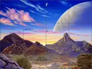 Ceramic Tile Mural Backsplash Burmann Southwest Landscape Fantasy Art KB004