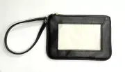LEE Black Leather Wristlet Bag with Strap for Rectangle Needlepoint Canvas BAG44