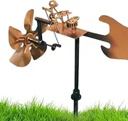 Handmade Metal Drummer Windmill | Metal Percussionist Drummer Figurine - Drummer Windmill Garden Decoration, Music Artwork Wind Spinner Statue for Rock Lover, Garden, Outdoor Display