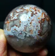 TOP 567G Natural Polished Mexico Banded Agate Crystal Sphere Ball Healing WD346