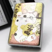 Beckoning Cat Lucky Happy Electroformed Plate Lighter Maneki Neko Zippo 2023 MIB