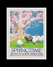 1926 Springtime Along the North Shore Line - Matted for 11x14 Frame