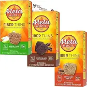 Fiber Thins Digestive Health Support Psyllium Fiber Bars Variety & Bleam Digestive Health Tip Card - Apple Crisp - Cinnamon Spice - Chocolate - Variety Pack Of 3