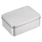 Metal Tin Box, 4.92" x 3.54" x 1.89" Tinplate Containers with Lids, Silver Tone