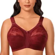 Women's Minimizer Bra Unlined Full Figure Support Plus Size Wirefree Lingerie