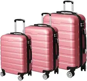 [Slimbridge] 3pcs Luggage Set Suitcase Trolley, 20" 24" 28" Inch Sets Travel Packing with Built-in Lock, Hard Shell 360° Wheels Spinner Luggages Suitcases, Rose Gold