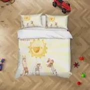 3D Animals Girl Sun Watercolor Quilt Cover Set Bedding Sets Pillowcases 64