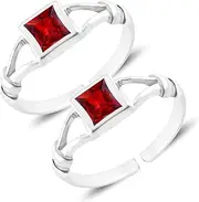 [Tongari] 925 Stunning Solitaire CZ Silver Toe Rings in Pure 92.5 Sterling Silver for Women, Adjustable, Non-Precious Metal, No Gemstone
