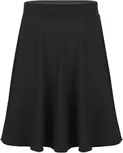[Yiesvsov] Kids Girls Highwaisted A Line Skater Skirt School Uniform Pleated Dress Plain Full Circle Dance Dress Dancewear