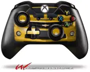 2010 Chevy Camaro Yellow - Black Stripes on Black Skin for XBOX One Controller