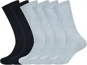 [AJ DEZINES] Cotton Cushion Crew Socks for Women Pack of 3 Pairs, 1 Black, 2 Grey