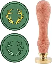 CRASPIRE Wax Seal Stamp, Antler Vintage Retro Wood Stamp With Removable Brass Seal Handle for Wedding Invitations, Embellishment, Bottle Decoration, Gift Packing