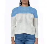 Theory Womens Sweater Size Small Linen Blend Cable Knit Color Block New