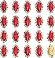 uxcell 30pcs Sew on Rhinestone 7x15mm Tear Drop Crystal Rhinestone Metal Flatback Sewing Claw Prong Clothing Accessories for DIY Crafts Dress Clothes Shoes Bag Decorations, Dark Red