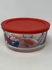 PYREX SPIDER MAN Glass BOWL storage container 4 Cup Round w/LID MARVEL NEW rare