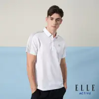 在飛比找momo購物網優惠-【ELLE ACTIVE】男款 休閒拼接短袖POLO衫-白色