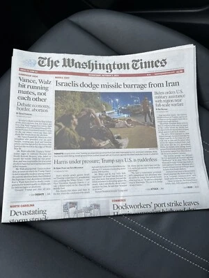The Washington Times Newspaper Israel Dodges Missile Barrage From Iran & Debate