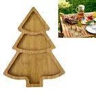 Wooden Serving Tray Christmas Tree Tray Plate for Home (Pointy Tree Divided)