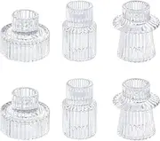 Transparent Glass Candle Holder, 6Pcs for Taper Candle Stand, Elegant Dinner Party Decorations, Candlestick Holders for Wedding, Festival, Dinning&Party (6pc Transparent)