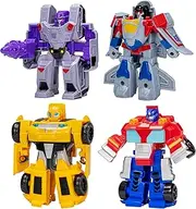 Transformers Toys Heroes vs Villains 4-Pack, Autobot and Decepticon 4.5-Inch Action Figures, Preschool Robot Toys for Kids Ages 3 and Up