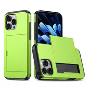 ZUSLAB for Apple iPhone 16 Pro Max Case Slide Armor Card Holder Protective Shockproof Hard Back Cover (2024) - Green