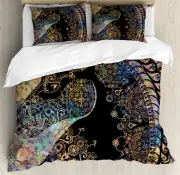 Unicorn Duvet Cover Set with Pillow Shams Ethnic Mandala Design Print