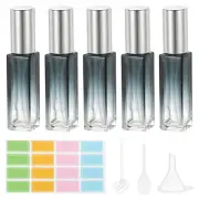 5Pcs 10ml Travel Perfume Bottle with 3 Pcs Refill Tool, Labels,Light Blue/Silver