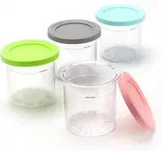 [Leuik] 4 Pack Ice Cream Containers, Replacement Pints Containers and Lids, compatible with Ninja Creami NC299AMZ NC300 & NC301 Series Ice Cream Maker, Leakproof Containers, BPA-Free & Dishwasher Safe